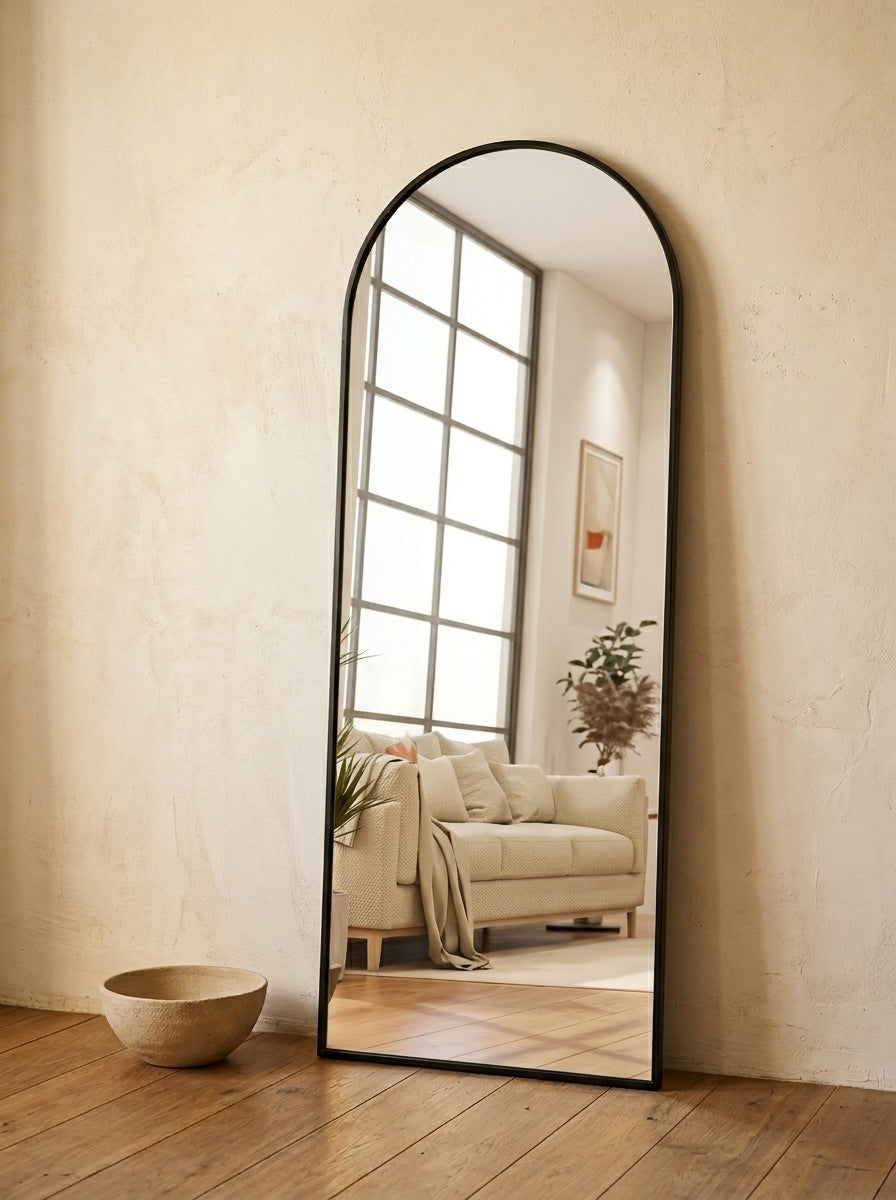 Full Length Standing Mirror Aluminum Frame Arched or Rect