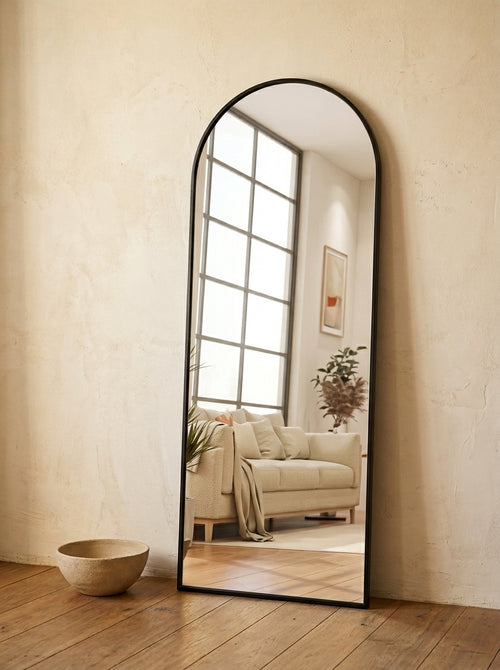 Full Length Standing Mirror Aluminum Frame Arched or Rect
