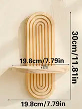 Boho Geometric Wood Wall Shelf Natural Finish Home Decor