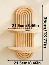 Boho Geometric Wood Wall Shelf Natural Finish Home Decor