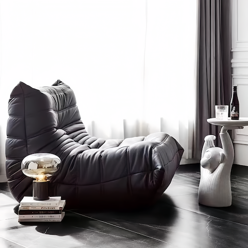 Togo Armchair Foam Lounge Chair | Suede Leather Corduroy