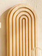 Boho Geometric Wood Wall Shelf Natural Finish Home Decor
