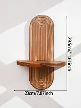 Boho Geometric Wood Wall Shelf Natural Finish Home Decor